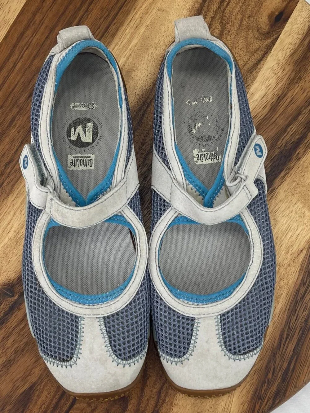 Merrell Circuit MJ Breeze Womens 6.5 Blue Gray Mary Jane Breathable Mesh Shoes